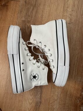 Converse White High Top Platform Chuck Taylor Sneakers 8.5
